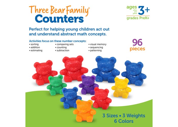 Learning Resources | Three Bear Family Rainbow Counters, Set Of 96