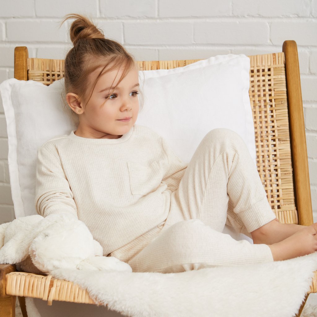 Oatmeal Modal Rib Jogger Pants