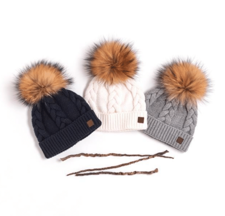 Knitted Hat with Pompom