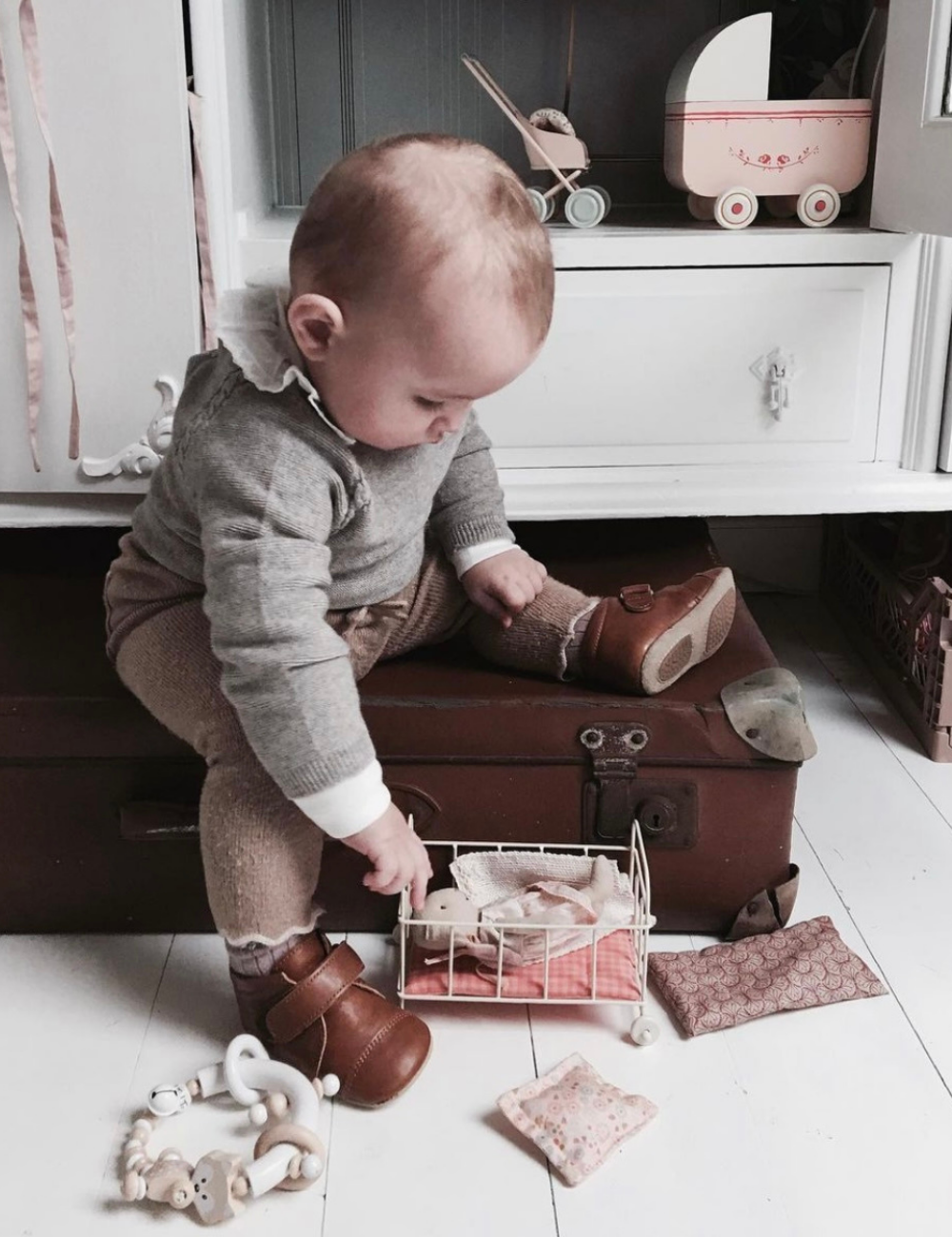 Baby Shoes with Velcro Old Rose