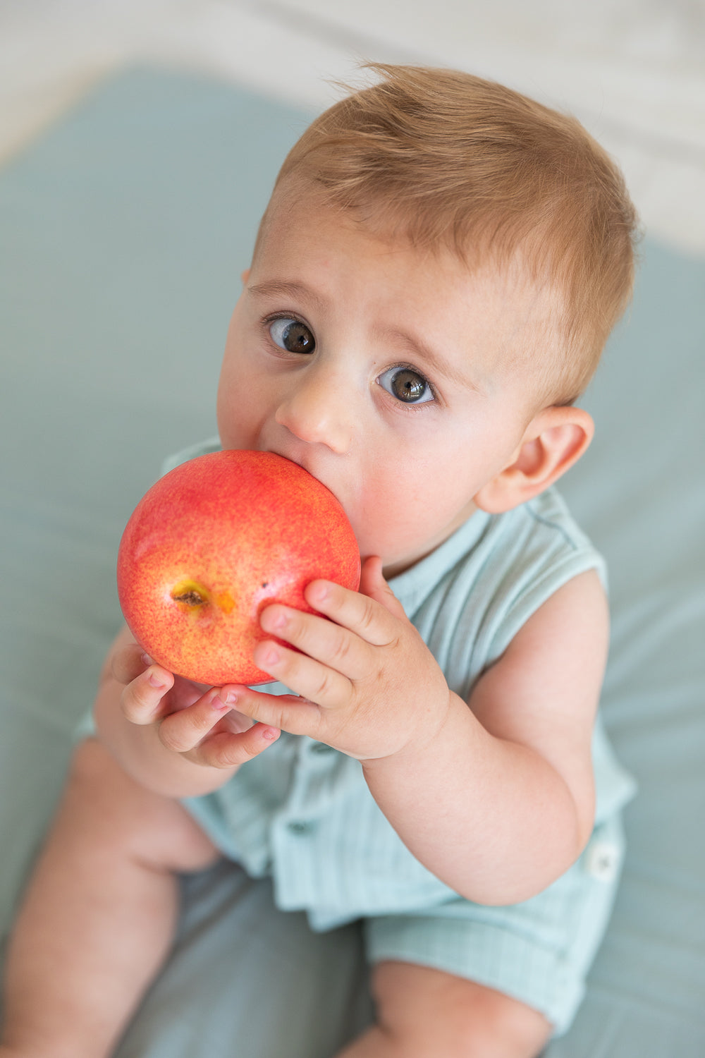 Rib Knit Romper Off-White Organic Cotton