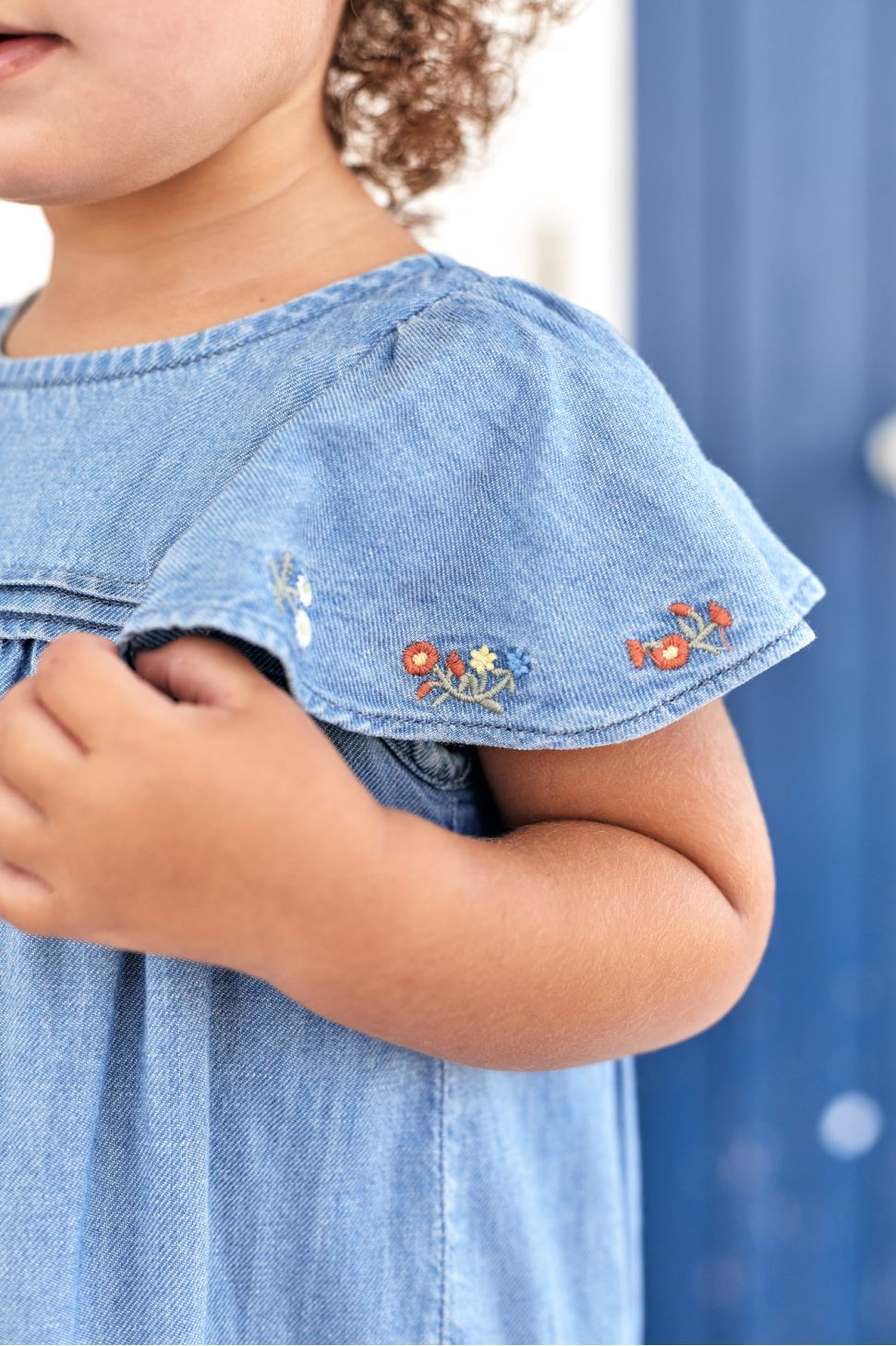 Denim Dress with Flowers