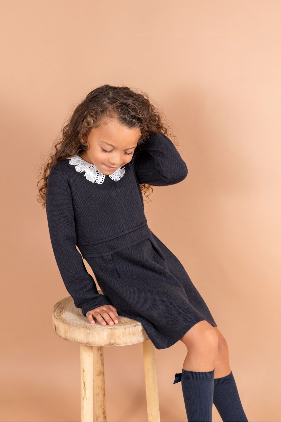 Girls' Navy blue Knit Dress