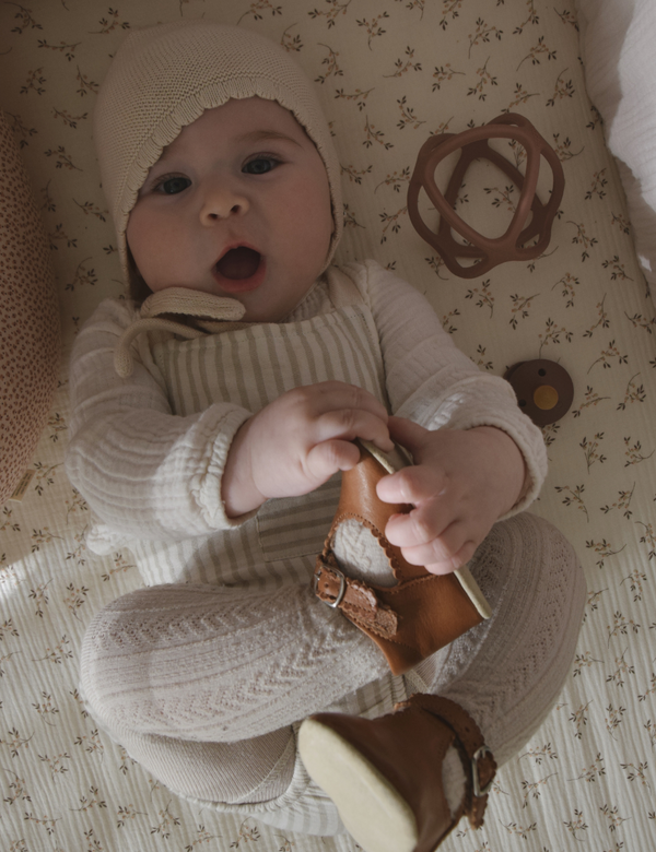 Baby Scallop T-Bar Shoes Cognac