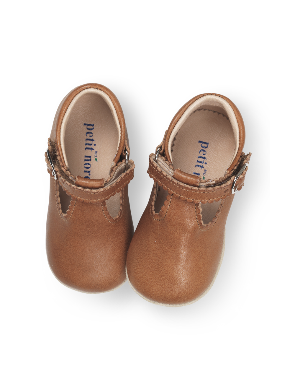 Baby Scallop T-Bar Shoes Cognac