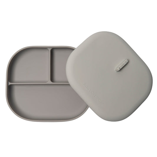 Divided Plate With Lid - Silver Grey