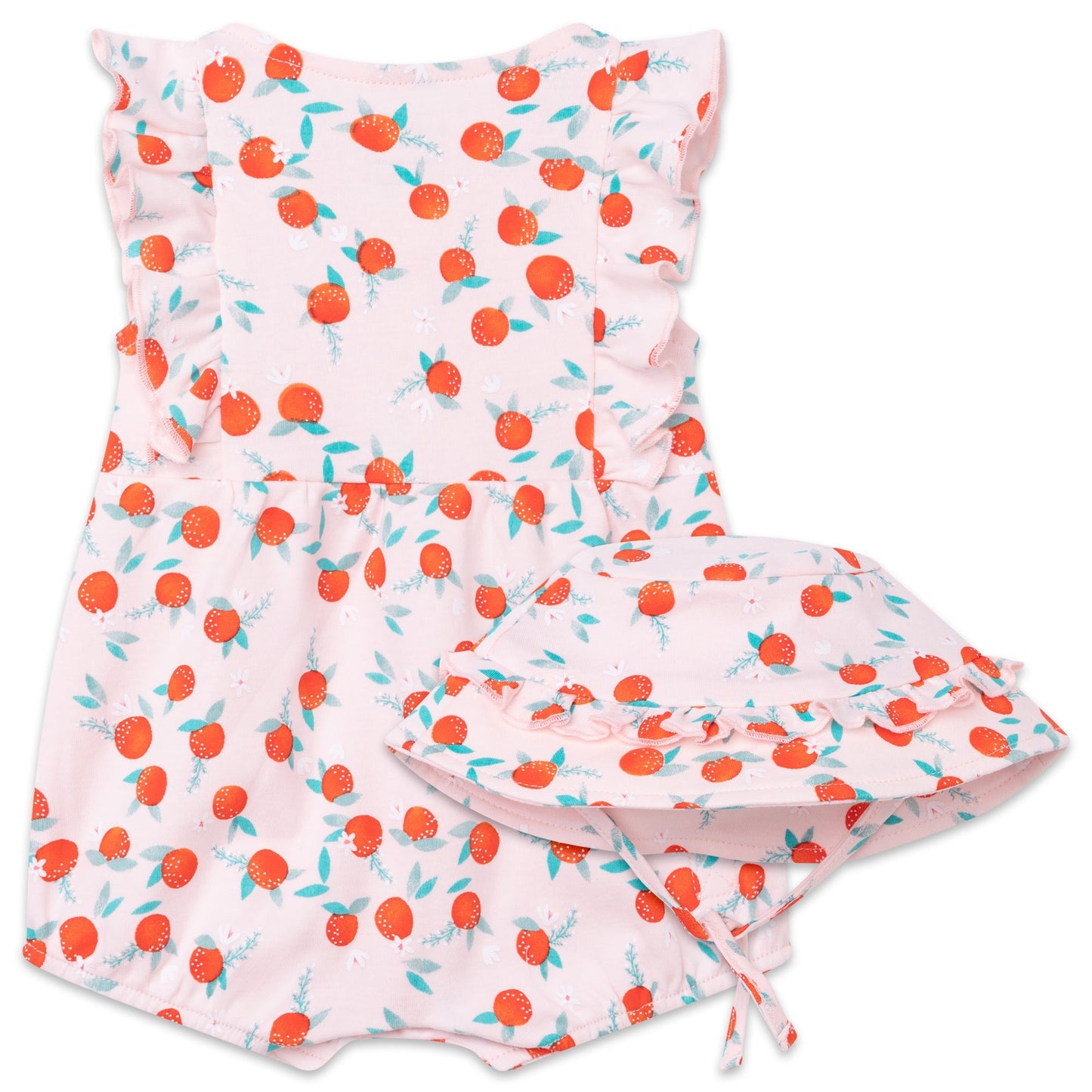 Oranges Short Romper and Sun Hat Set Organic Cotton